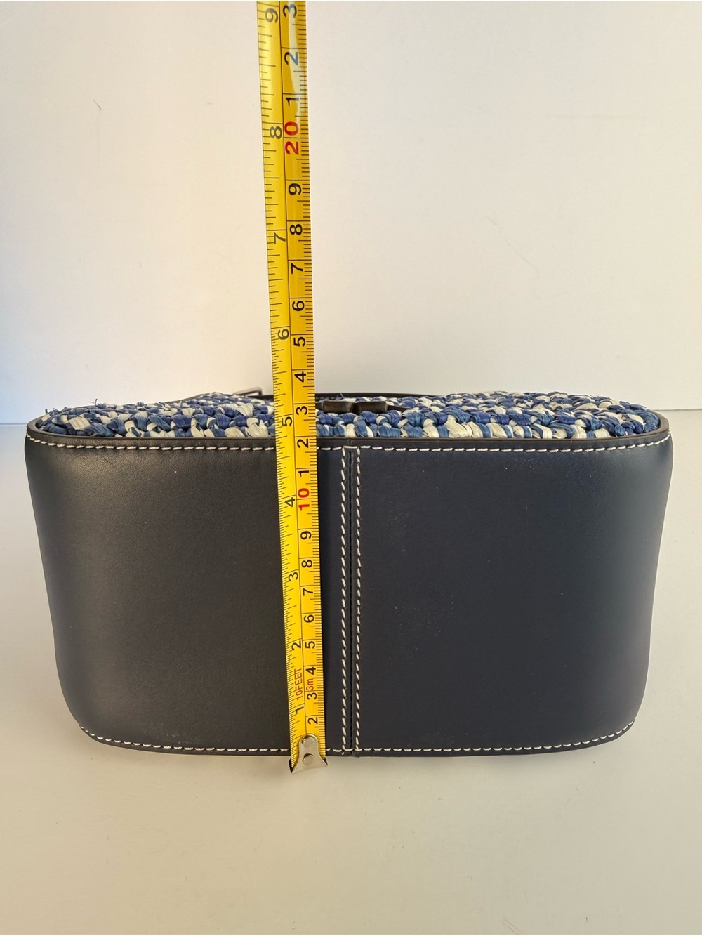 Tory Burch Thea Straw Small Bucket Bag Blue Melange Woven Raffia $458 - Picture 15 of 16